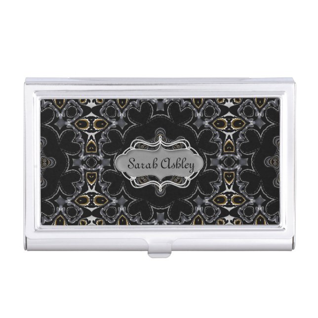 Goth Medieval Geometric Pattern Personalized Business Card Case (Front)
