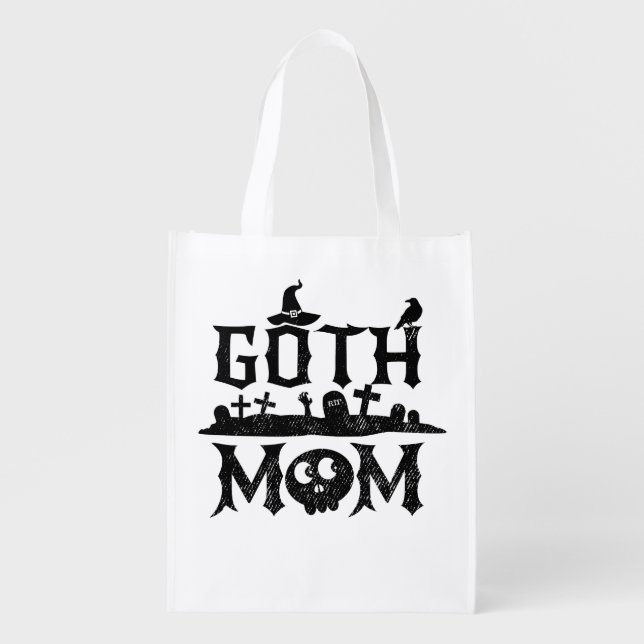 Goth Mom Funny Halloween Grocery Bag (Front)