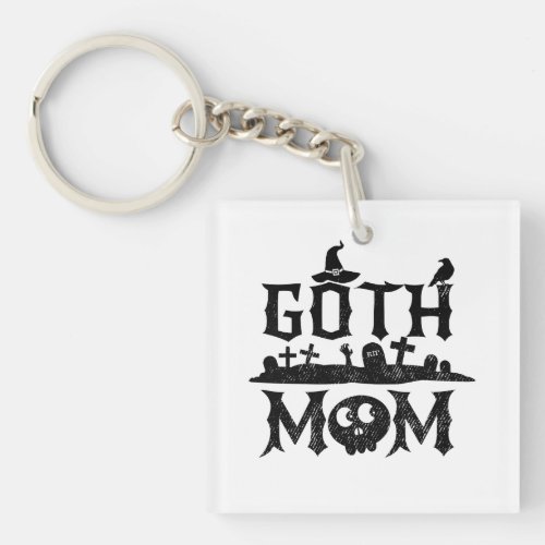 Goth Mom Funny Halloween Keychain