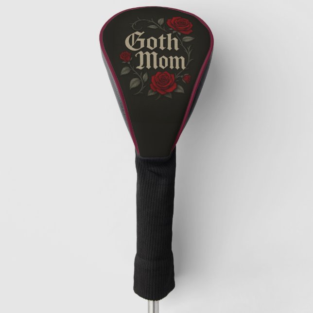 Goth Mom Red Rose Floral Victorian Typography Golf Head Cover (Front)