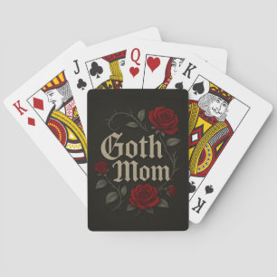 Goth Mom Red Rose Floral Victorian Typography Poker Cards