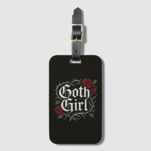 Goth Mom Red Rose Floral Vine Black Gothic Luggage Tag