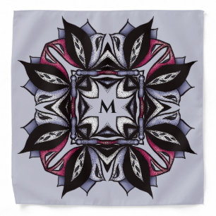 Goth Monogram Black Purple Gothic Mandala Bandana