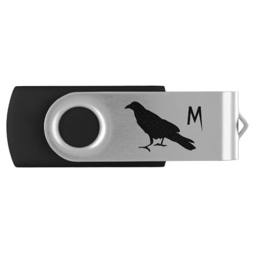 Goth monogrammed crow USB flash drive