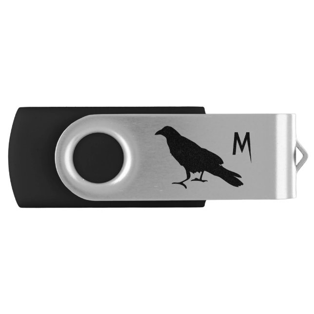 Goth monogrammed crow USB flash drive (Front)