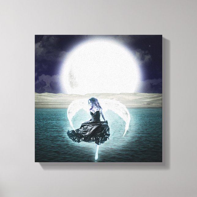 goth moon angel canvas art (Front)
