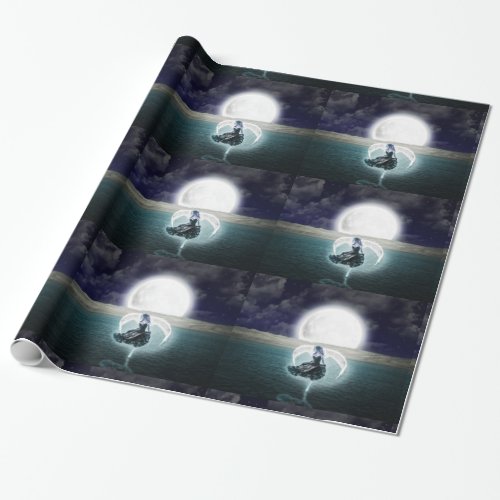 goth moon angel wrapping paper