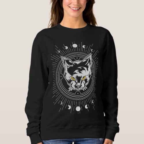Goth Moon Phase Cat Emo Unholy Occult Gothic Sweatshirt
