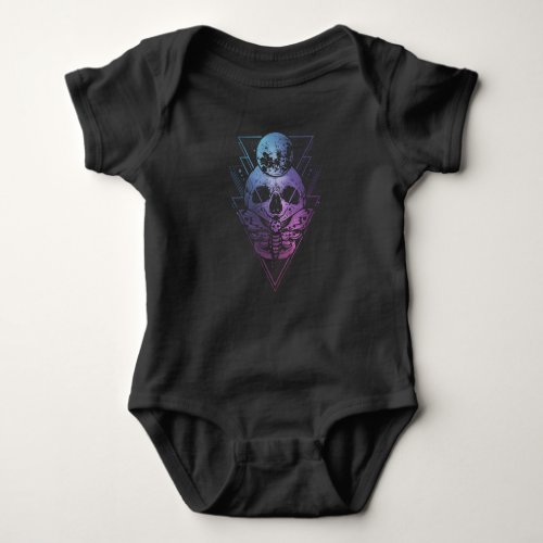 Goth Moon Skull Gothic Wicca Crescent Lunar Moth Baby Bodysuit