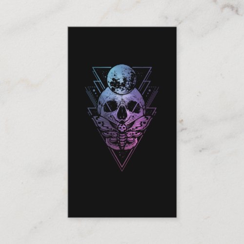 Goth Moon Skull Gothic Wicca Crescent Lunar Moth Business Card