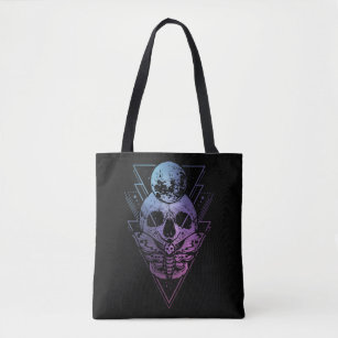 Kawaii Pastel Tote Bag With Goth Crystal Skull Design 
