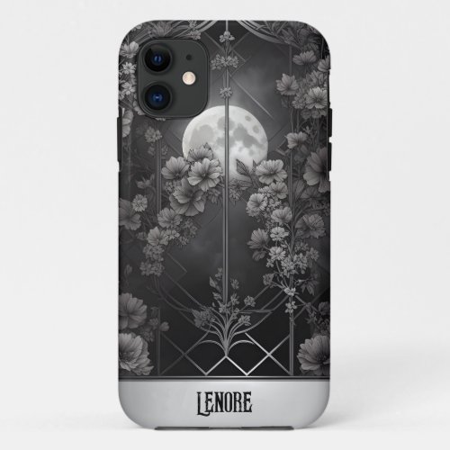Goth Moonlight and Flowers Ornate Gate iPhone 11 Case
