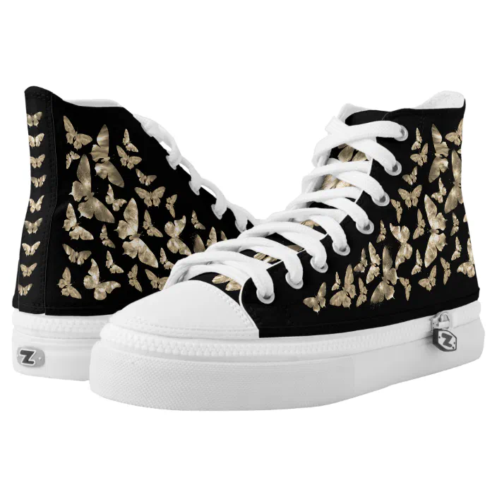 Goth Moonlit Butterfly Sepia Emo Gothic Art High Top Sneakers Zazzle Com