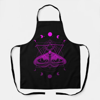 Goth Moth And Crescent Moon Creepy For Goths Vapor Apron