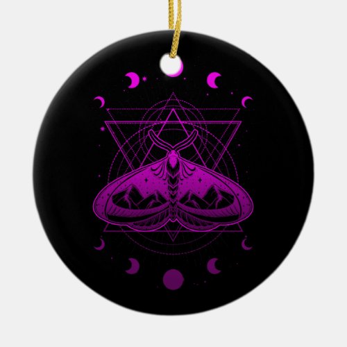Goth Moth And Crescent Moon Creepy For Goths Vapor Ceramic Ornament