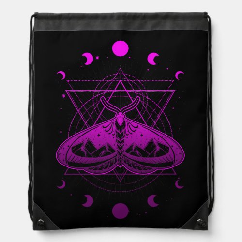 Goth Moth And Crescent Moon Creepy For Goths Vapor Drawstring Bag