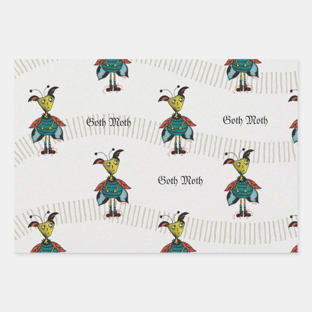Goth Moth - Wrapping Paper Flat Sheet Set of 3 (Front)