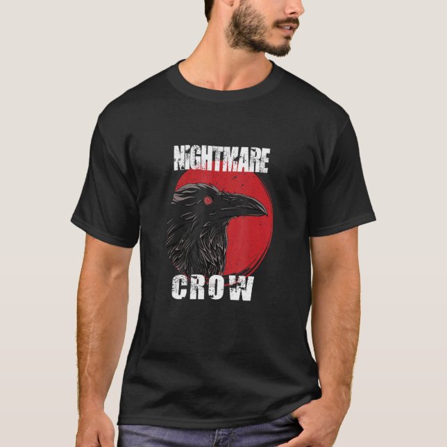 Goth occult crow horror nightmares halloween T-Shirt (Front)