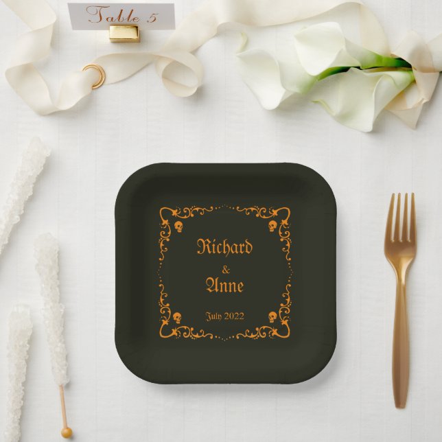 Goth or Halloween Wedding  Paper Plates (Wedding)