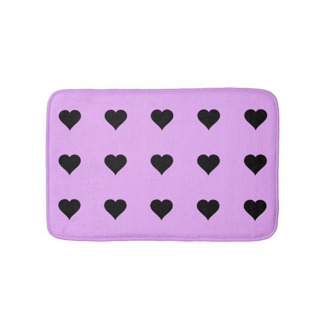 Goth Pink and Black Heart Design Bath Mat (Front)