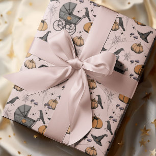 Goth Pink Baby Carriage Halloween Wrapping Paper