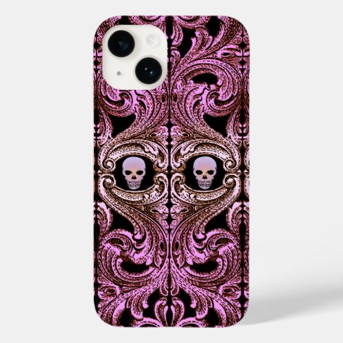 Goth Pink Ornament with Skull iPhone Case