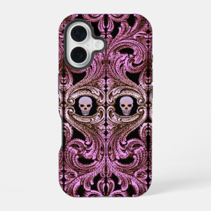 Goth Pink Ornament with Skull  iPhone 16 Case