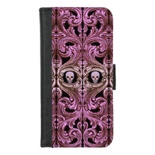 Goth Pink Ornament with Skull iPhone 8/7 Wallet Case