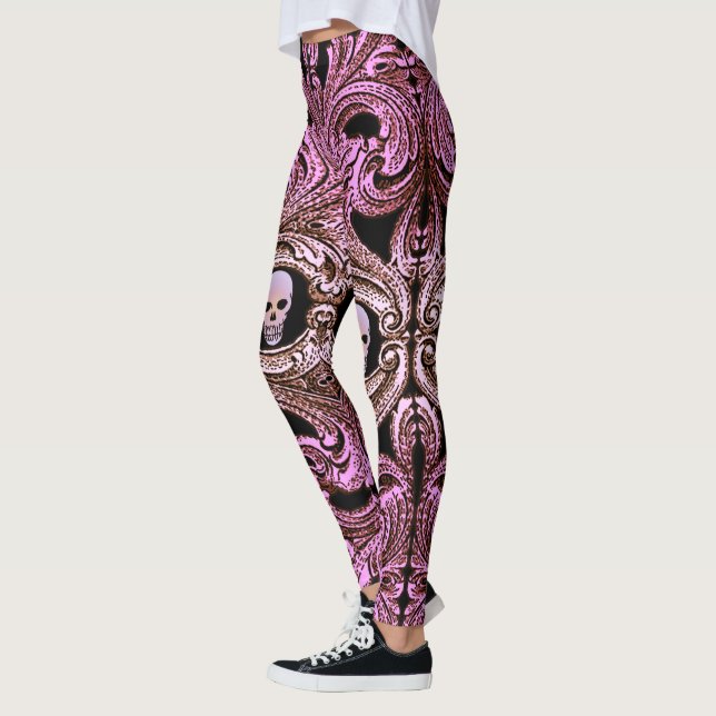 Goth Pink Ornament with Skull Leggings (Left)