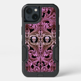 Goth Pink Ornament with Skull