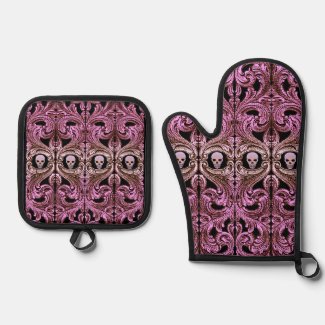Goth Pink Ornament with Skull 