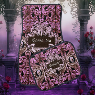 Goth Pink Ornament with Skull Personalized  Car Floor Mat