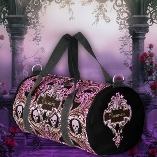 Goth Pink Ornament with Skull Personalized