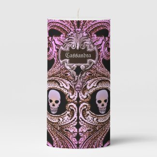 Goth Pink Ornament with Skull Personalized 