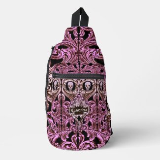 Goth Pink Ornament with Skull Personalized