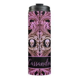 Goth Pink Ornament with Skull Personalized