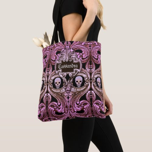 Goth Pink Ornament with Skull Personalized Tote Bag