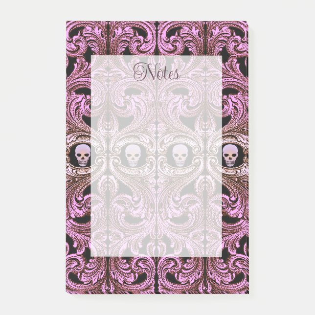 Goth Pink Ornament with Skull  Post-it Notes (Front)