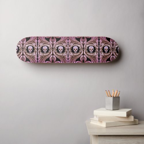 Goth Pink Ornament with Skull  Skateboard
