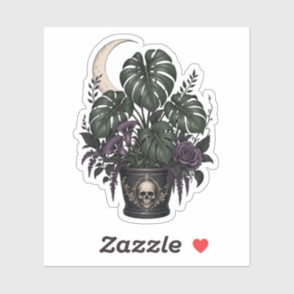 Goth Plant Mom Monstera Crescent Moon Gothic Vinyl Sticker