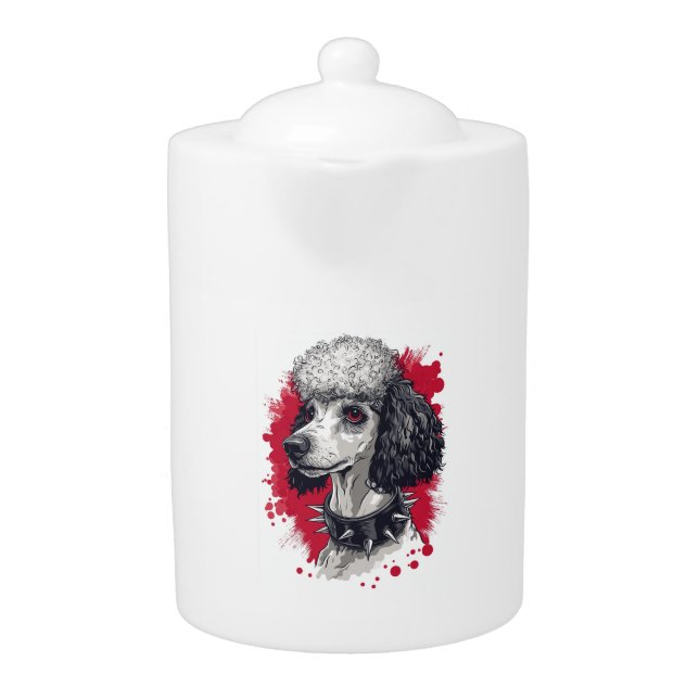 Goth Poodle – Dark Aesthetic Dog Teapot (Front)