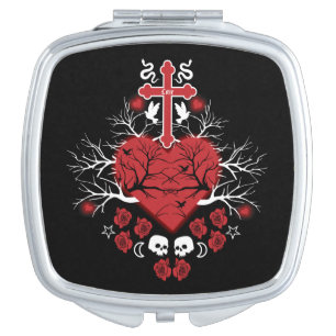 Goth Post Punk Fashion Compact Mirror