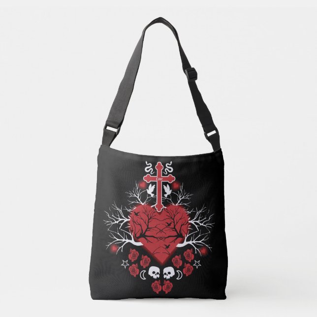 Goth Post Punk Fashion Crossbody Bag (Front)