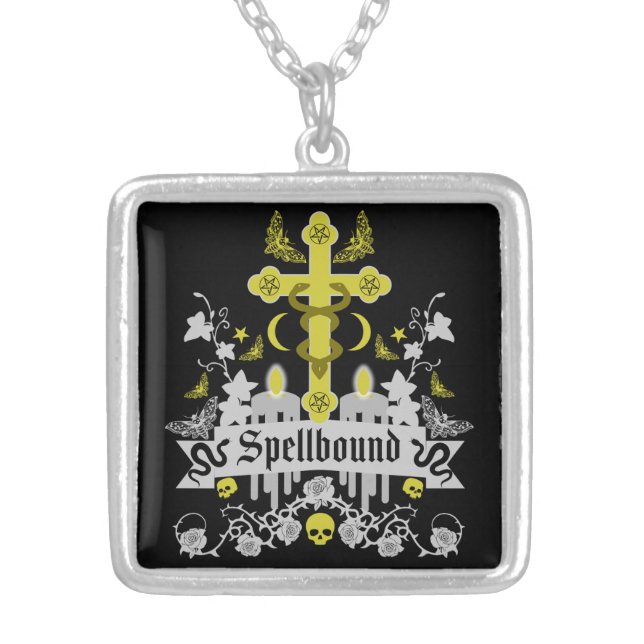 Goth Post Punk Fashion Silver Plated Necklace (Front)