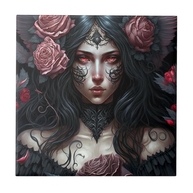 Goth Princess Gothic Fantasy Art Ceramic Tile (Front)