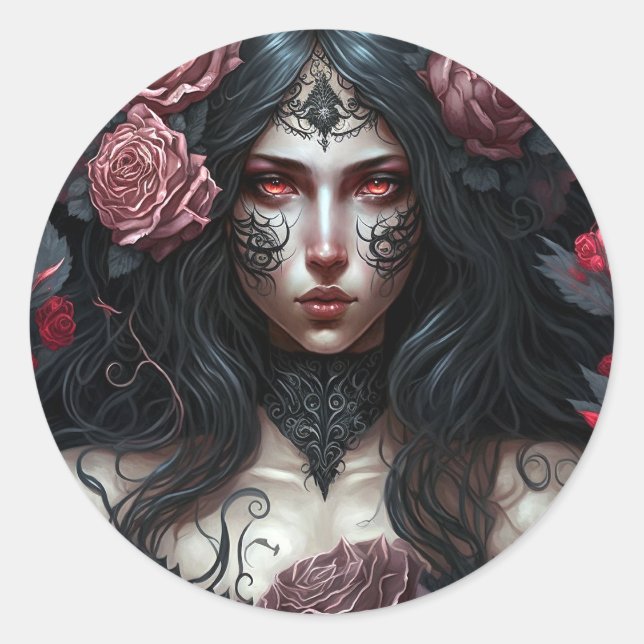 Goth Princess Gothic Fantasy Art Classic Round Sticker (Front)