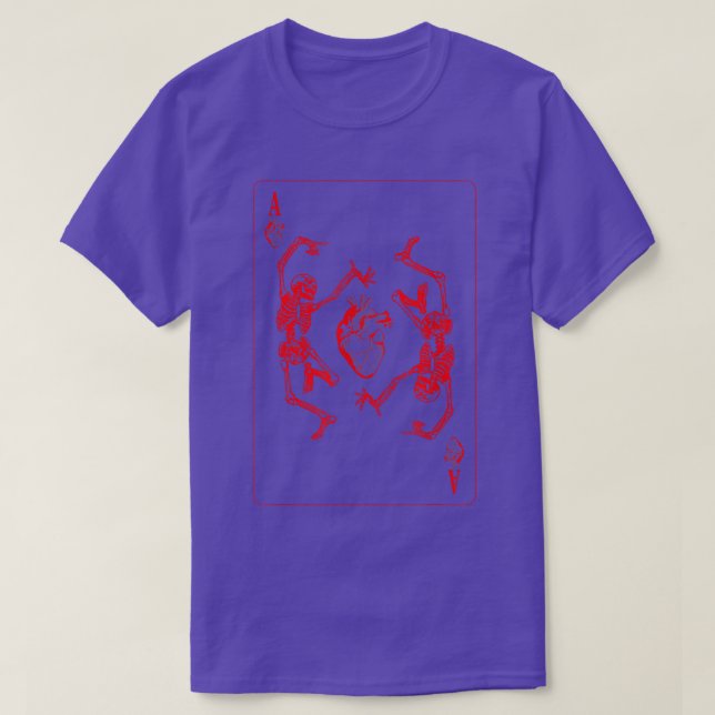 Goth Punk Ace Of Hearts Card Gambler Anatomy Skele T-Shirt (Design Front)