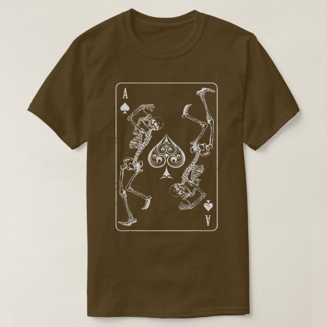 Goth Punk Ace Of Spades Card Shark Gambler Skeleto T-Shirt (Design Front)