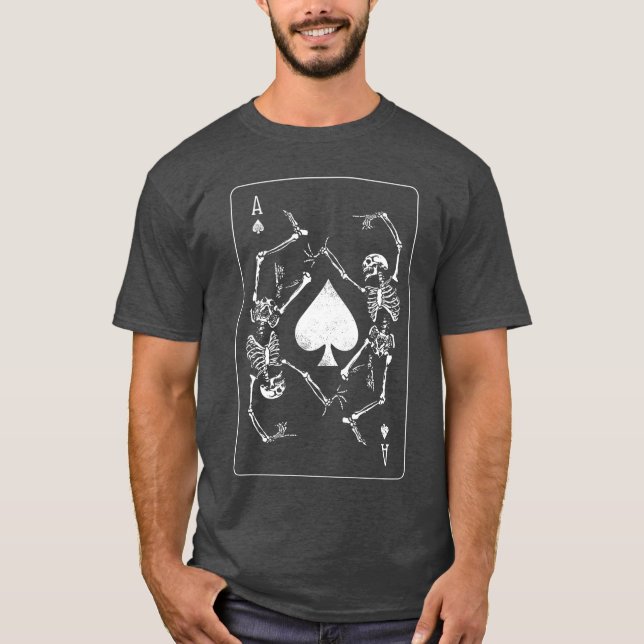 Goth Punk Ace Of Spades d Gambler Skeleton Long Sl T-Shirt (Front)