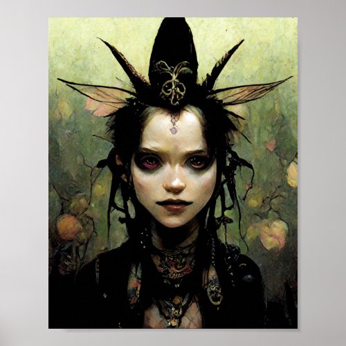Goth Punk Elf Fantasy Art Poster